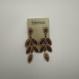 Francesca's Collections Gold and Brown Leaf Earrings